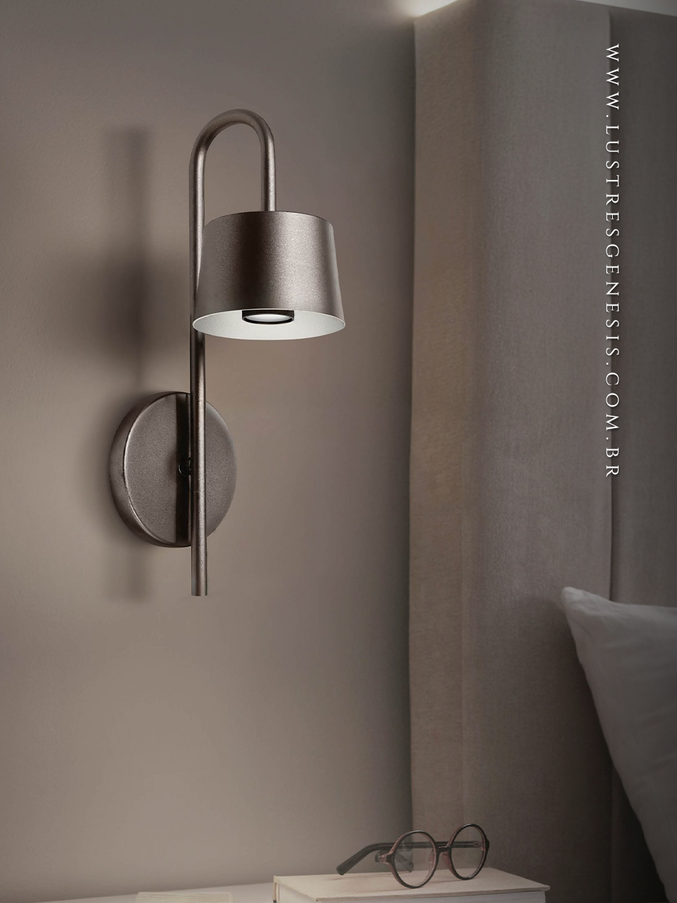 Arandela de Parede Interna Nina LED 4W Aluminio Luminaria para Cabeceira de Cama, Quarto Casal, Lavabo, Banheiro, Corredor e Escadas